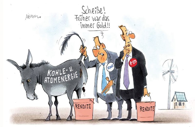 Karikatur Esel Kohle- und Atomenergie 