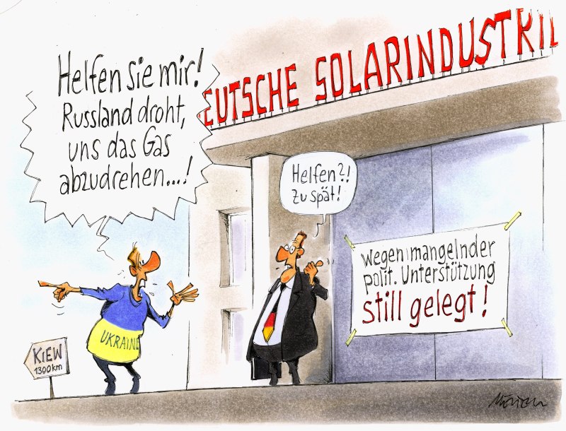 Karikatur Ukraine helfen Solar
