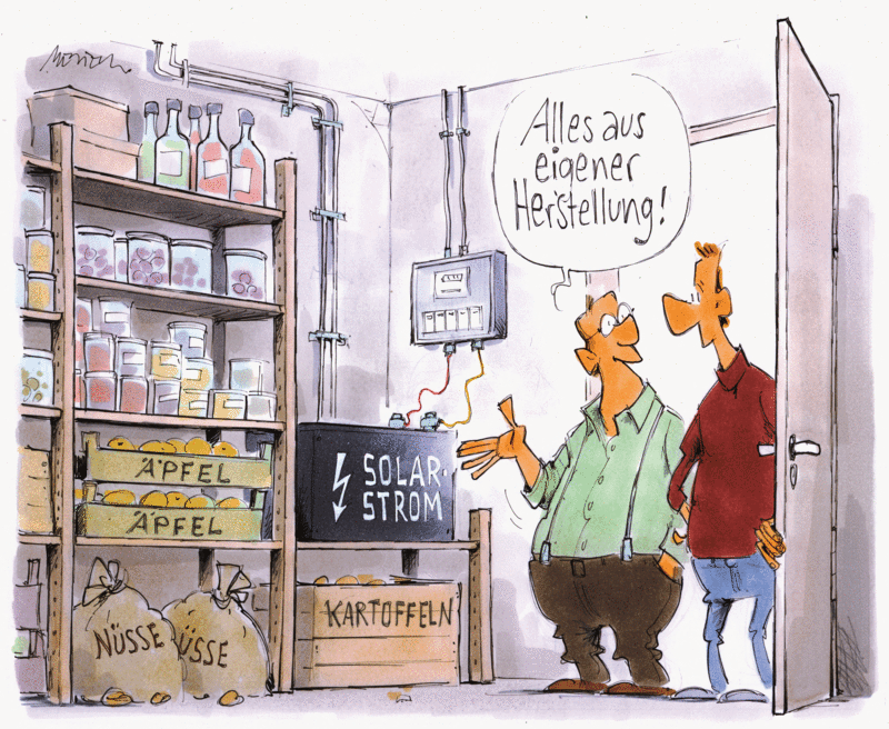 Karikatur Solarstrom Eigenverbrauch