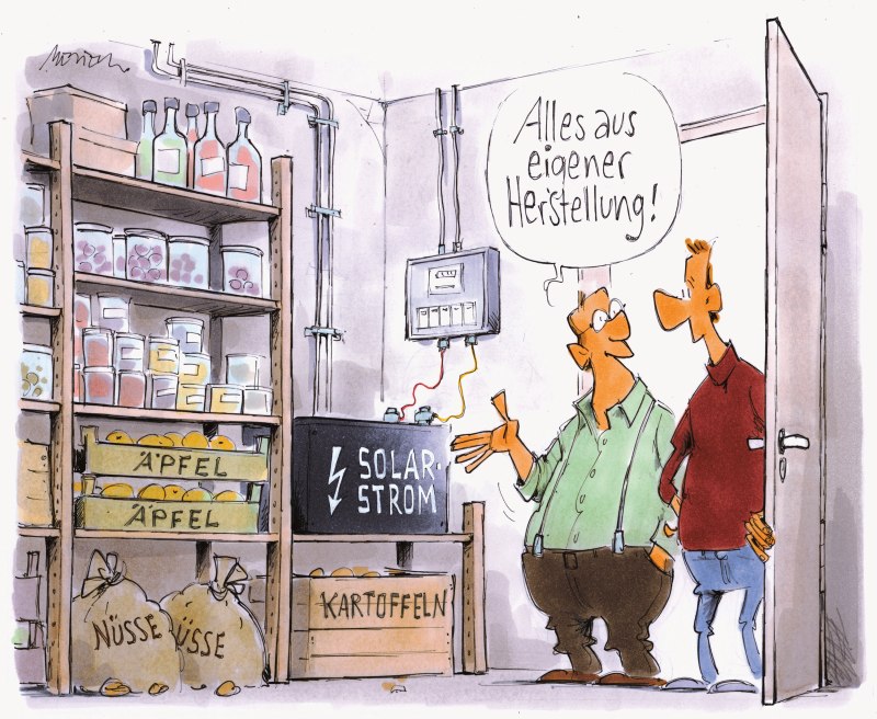 Karikatur Solarstrom Eigenverbrauch