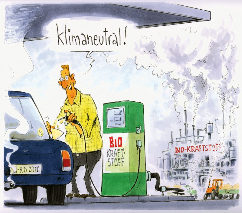 Karikatur Biokraftstoff