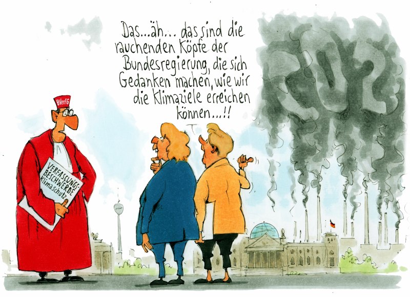 Karikatur rauchende Köpfe der Bundesregierung