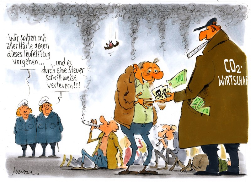 Karikatur CO2 Steuer Schwarzmarkt