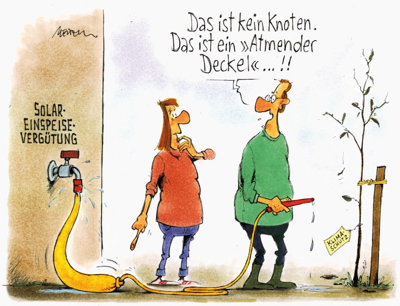 Karikatur Solareinspeisevergütung Atmender Deckel 