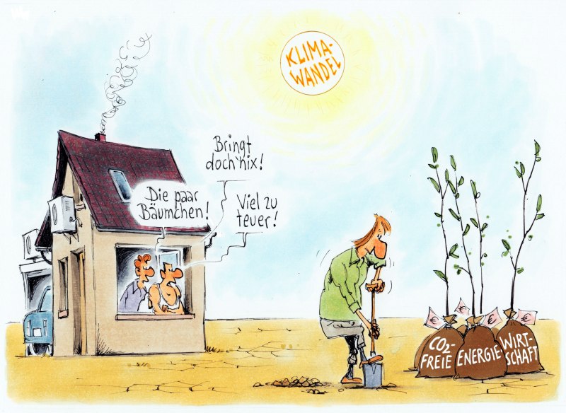 Karikatur Baum Zukunft