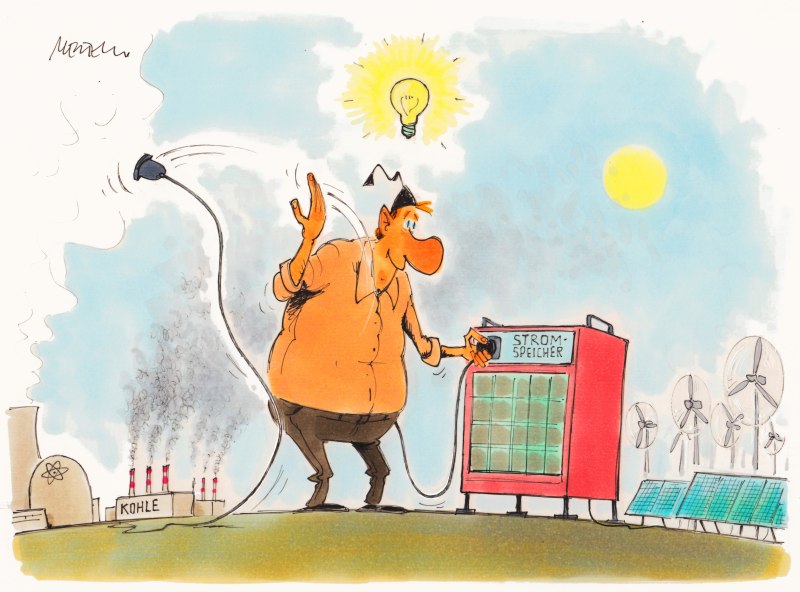 Karikatur Speicher Licht wirft Kabel weg ohne Haus 