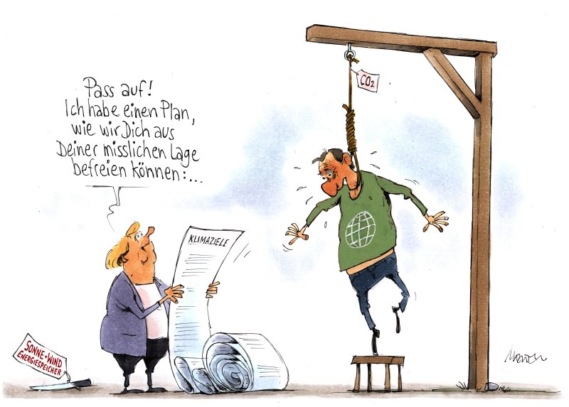Karikatur Klima am Galgen 