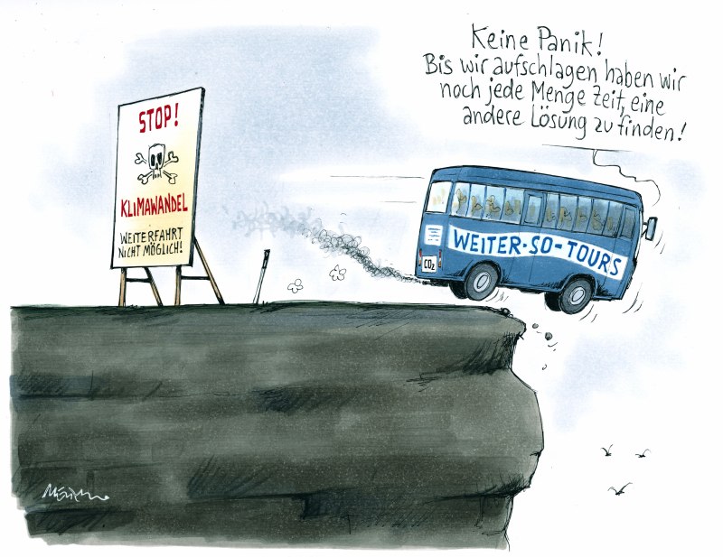 Karikatur Bergklippe Energiewende