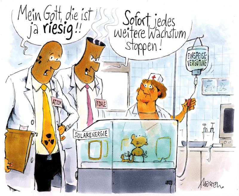 Karikatur Einspeisevergütung Solarenergie