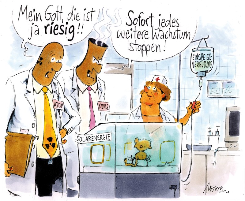 Karikatur Einspeisevergütung Solarenergie
