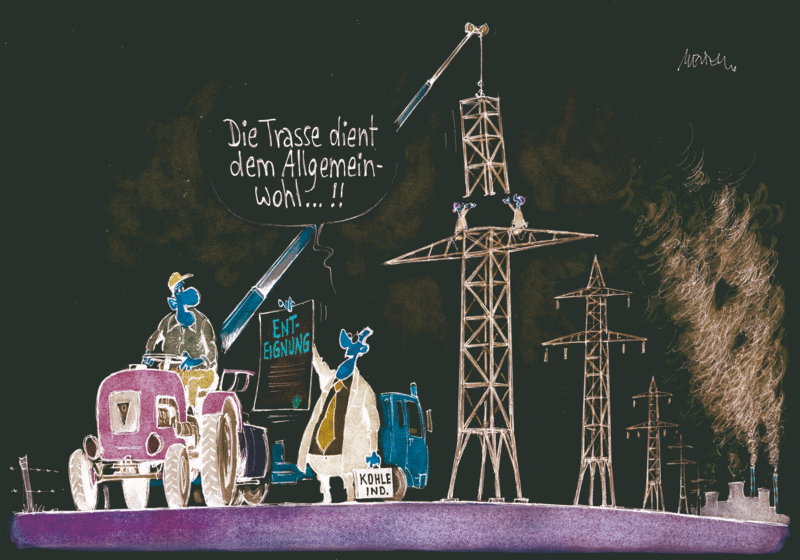 Karikatur Trasse Strommast