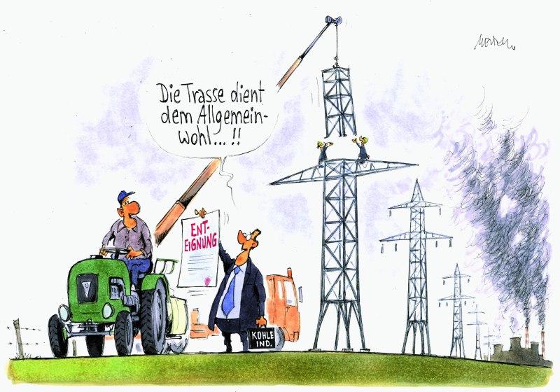 Karikatur Trasse Strommast