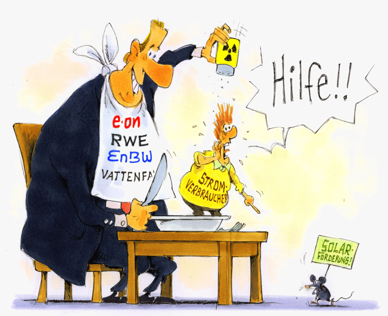 Karikatur Stromverbraucher Maus Solarförderung