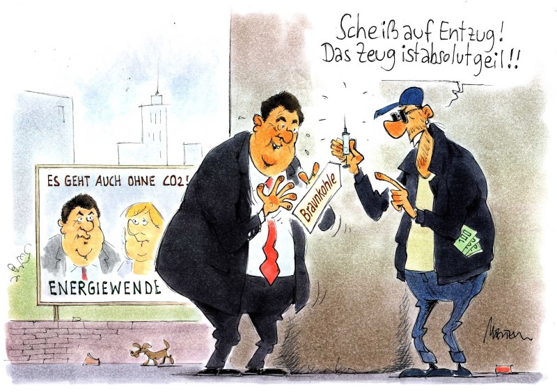 Karikatur Braunkohle Dealer 