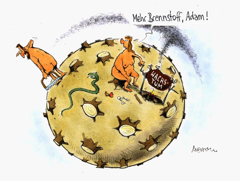 Karikatur Wachstum Rohstoffe Brennstoff
