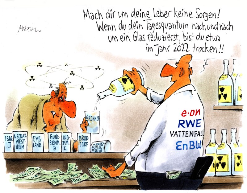 Karikatur Bar Alkohol Atomkraft