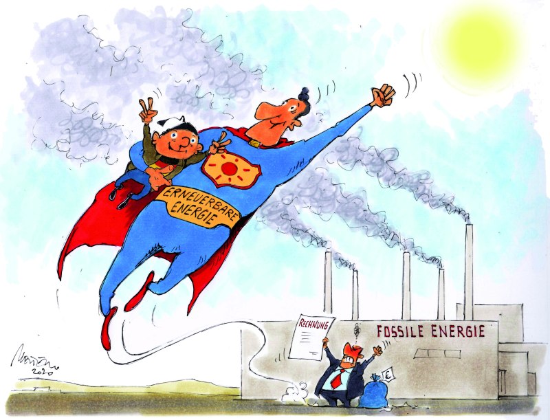 Karikatur EE Energieheld 