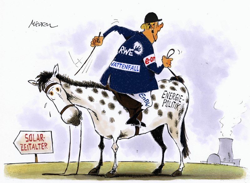 Karikatur Pferderennen Energiepolitik 