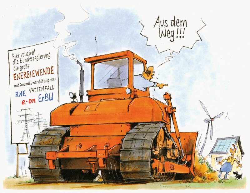 Karikatur Bulldozer Energiewende