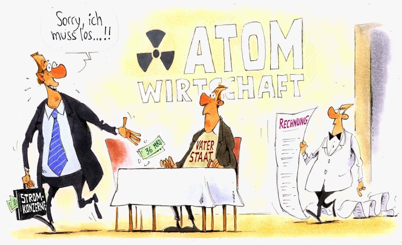 Karikatur Atomwirtschaft Rechnung