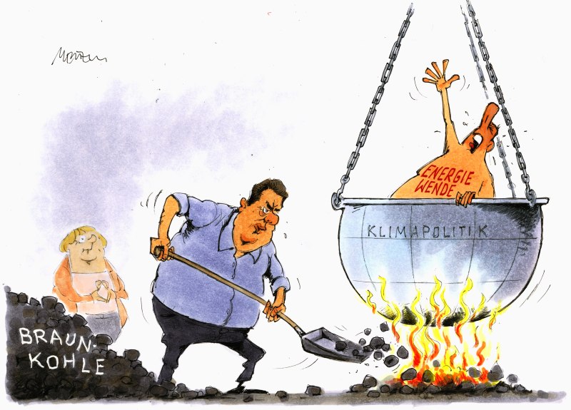 Karikatur Feuer Topf Energiewende