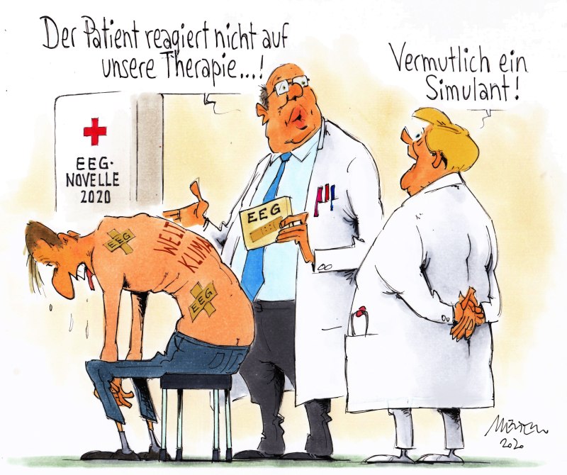Karikatur EEG Patient Weltklima
