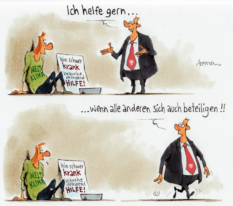 Karikatur Hilfe Weltklima