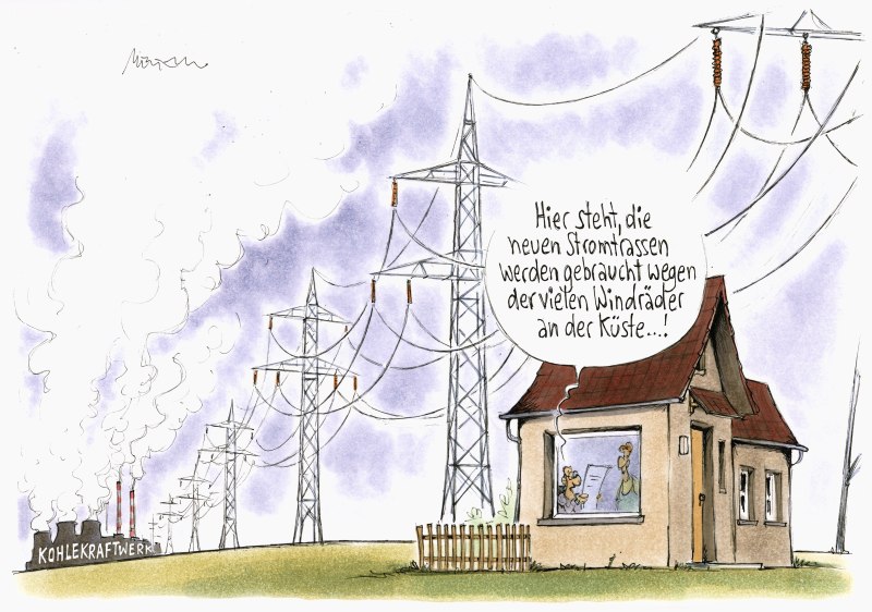 Karikatur Stromtrassen