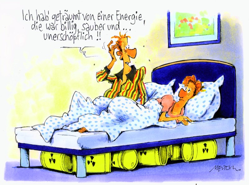 Karikatur Traum Energie Atom 