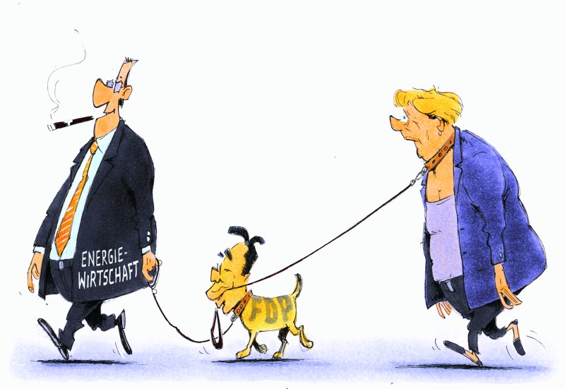 Karikatur Herr und Hund